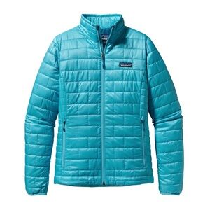 Patagonia Women’s Nano Puff Jacket Small S Turquoise Teal Zip Front Winter Coat
